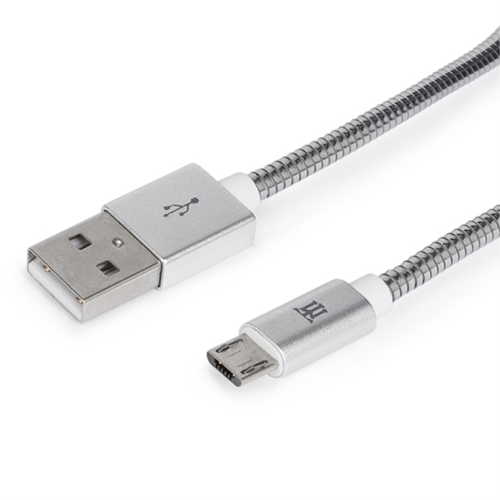 CABLE MAILLON PREMIUM MICRO USB 24 METAL PLATEADO 1M