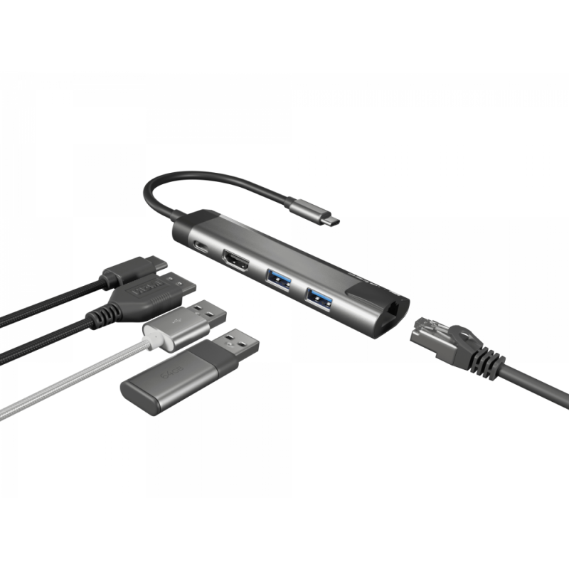 ADAPTADOR 5 IN 1 USB C NATEC FOWLER GO 2X USB 30 HUB HDMI 4K USB C PD