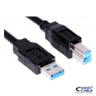 Nanocable - Cable USB 3.0 para impresora de 2m conexión A/M-B/M - color NEGRO