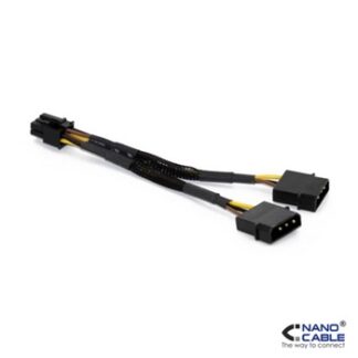 Nanocable - Cable alimentación tarjeta gráfica de 20cm conexión 2X5.25"/M-PCI-E(MOLEX 6+2PIN)/M