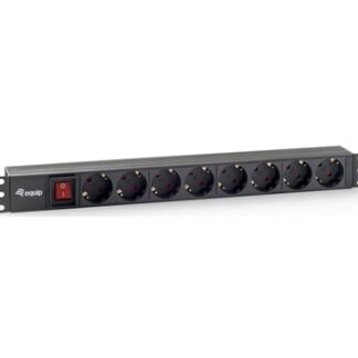 Equip - Regleta Alimentación Aluminio - Para Rack 19" 1U - 8 Tomas Schuko- 2USB - Con interruptor - Max 4000W - Protec. Sobretensión - Cable 2m - Negro