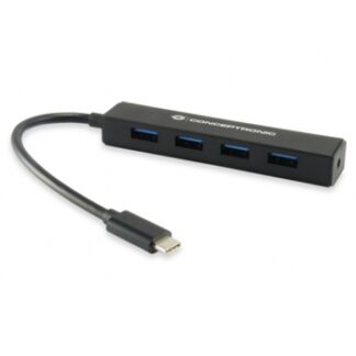Conceptronic - Hub USB 3.1 Tipo-C a 4 USB - Diseño compacto - Negro