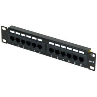 Panel de parcheo para rack 10" - 12 puertos UTP Cat6 - 1U - Negro