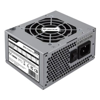 Fuente Alimentación Unykach SFX mATX (Formato cuadrado) 450W - 1x ventilador 8cm - 24 pins - 2 x SATA - 2 x Molex - 1 x 20+4 pin - 1 x 4 pin 12V - CE - RoHS