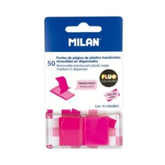 MILAN MARCADORES DE PÁGINA REMOVIBLES 50 PUNTOS 45X25MM ROSA TRASLÚCIDO