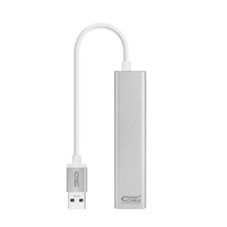 Conversor USB 3.0 a Ethernet Gigabit RJ45 + 3xUSB 3.0 - Plata - 15 cm
