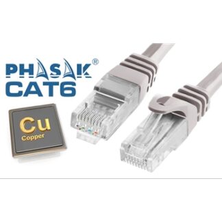 Cable de red UTP Phasak Cat. 6 Cu 1 m. gris
