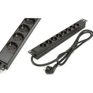 Phasak - Regleta Rack 19" 1U 8 tomas 16A 3500W 250V negra 1,5m