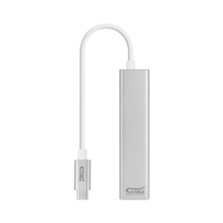 Nanocable - Conversor USB-C a Ethernet Gigabit + 3xUSB 3.0 - Plata - 15 cm
