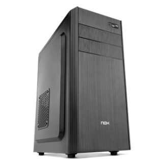 Nox LITE010 - Caja ATX - 1 x USB 3.0 - 2 x USB 2.0 - HD Audio - Fuente 500W - 350x180x410 - Frontal acabado cepillado - Negra