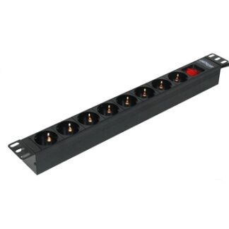 Phasak - Regleta de 8 tomas para rack 1U 16A negra 2m - Interruptor