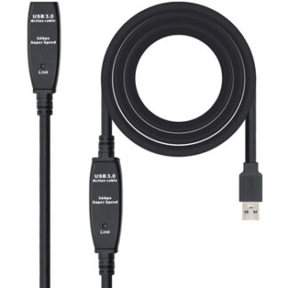 Nanocable - Cable USB 3.0 prolongador con amplificador - tipo A/M-A/H - 15m
