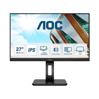 AOC - Monitor LED 27P2Q - 27" - IPS - 1920 x 1080 Full HD - 75Hz - 4 ms - Regulable en Altura - Pivotante - HDMI, DVI, DisplayPort, VGA - 4xUSB - Altavoces - Negro