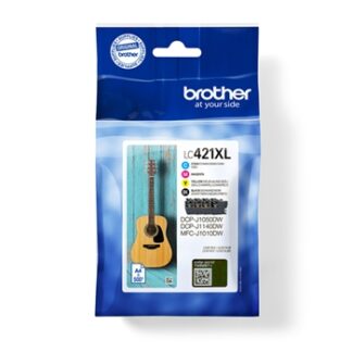 BROTHER Pack de 4 cartuchos de tinta negro, cian, magenta y amarillo LC421XLVAL para DCP-J1050DW / D
