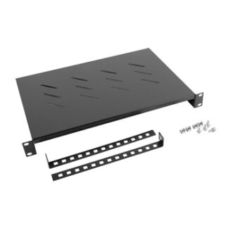 Phasak - Bandeja Frontal 19" Fija 1U De 483x300mm - Negro con adaptadores 4 puntos fijación.