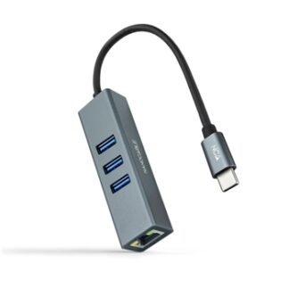 CONVERSOR USB-C ETHERNET GB +3xUSB3.0 GRIS 15 CM