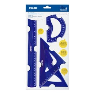 MILAN KIT DE 4 REGLAS FLEX&RESISTANT AZUL TRANSLUCIDO