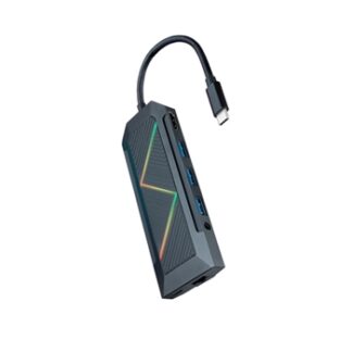 HUB USB-C 3xUSB-A+USB-C CARGA+HDMI+RJ45+TF+SD+AUDI