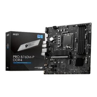 Placa base 1700 microATX MSI Pro B760M-P DDR4 - 4xDDR4 (hasta 128GB 4800 Mhz OC) - 4xSATA RAID - 2xM.2 - USB 2.0 (4/4) - USB 3.2 (1/2) - USB-C (1/0) - VGA - HDMI - DP
