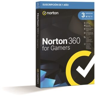 Norton 360 For Gamers - Antivirus - 50GB almacenamiento - 1 usuario - 3 dispositivos - 12 meses - Game optimizer - SafeCam - Secure VPN - Dark Web Monitoring - Caja