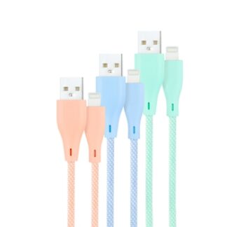 3 CABLES LIGHTNING A USB A/M, RO-AZ-VE MALLADO, 1M