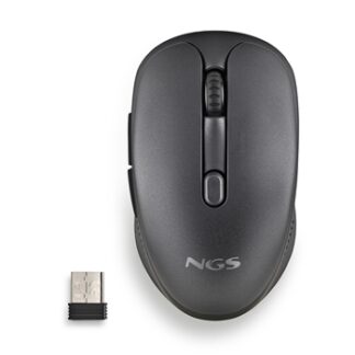 NGS - Ratón inalámbrico EVO RUST BLACK - Recargable - Botones silenciosos - 800/1200/1600 dpi - Negro