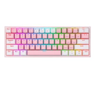 Redragon - FIZZ PRO Teclado Mecanico Gaming Inalámbrico RGB Rosa/Blanco REACONDICIONADO