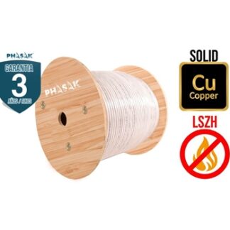 Bobina de cable PHASAK S/FTP Cat. 6A Sólido CU 23AWG LSZH 305m