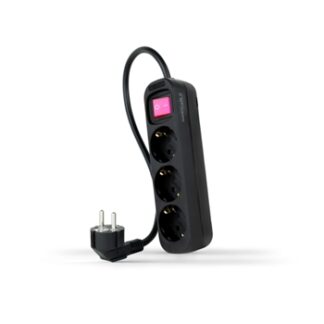 REGLETA 3 TOMAS INTERRUPTOR 1.4 M NEGRA
