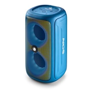 NGS Roller Beast Altavoz Bluetooth 32W TWS - Iluminacion RGB - Autonomia hasta 30h - Resistencia al Agua IPX5 - Correa de Transporte - Color Azul