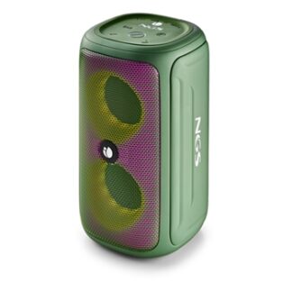 NGS Roller Beast Altavoz Bluetooth 32W TWS - Iluminacion RGB - Autonomia hasta 30h - Resistencia al Agua IPX5 - Correa de Transporte - Color Verde