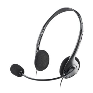 NGS Auriculares con Cable para Portatil - Microfono Ajustable - Diadema Ajustable - Control de Volumen - Conexion de Audio de 3.5mm - Color Negro