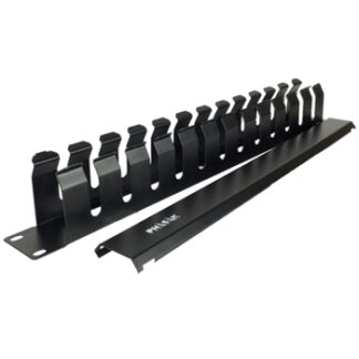 Panel frontal 19" - Guía cables 1U metálico PHASAK negro con tapa