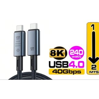 Cable USB 4.0 tipo C-C (thunderbolt) 240W 40Gbps 8K 60 - 1 metro