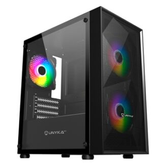 Unykach MIR B200 - Micro ATX - Lateral de Cristal Templado - 3.5", 2.5" - USB-A 2.0, 3.0 y Audio - 1x120mm + 2x140mm ARGB Instalados - CPU 160mm - Líquida 240mm frontal - VGA 280mm