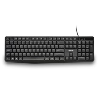 NGS Funky V4 Teclado USB - 12 Teclas Multimedia FN - Teclas de Membrana Silenciosas - Diseno Resistente a Salpicaduras con Tratamiento Antidesgaste - Patas Plegables para Inclinacion Ajustable - Cable