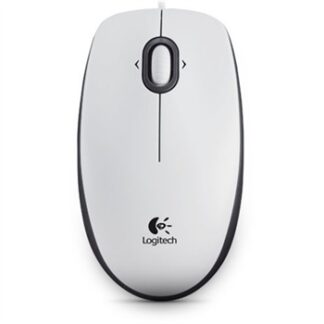 Logitech B100 - Ratón - óptico - 3 buttons - cableado - USB - blanco