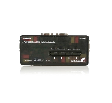 StarTech.com Juego de Conmutador Switch KVM 4 Puertos Vídeo VGA USB 2.0 con Cables y Audio - 4 Ordenador(es) - 4 x USB - 1 x VGA