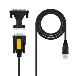 Nanocable - Convertidor USB a SERIE conexión A/M-RS232 DB9/M - Incluye adaptador DB9/H a DB25/M