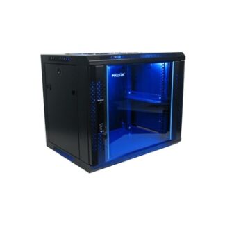 Armario rack mural PHASAK 12U 600x450 negro + Ventilacion/Luz Azul