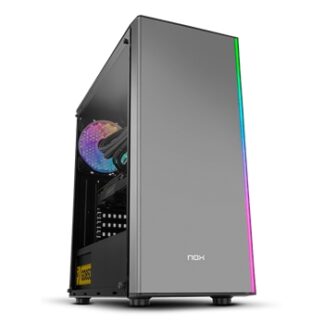 Nox Infinity Omega - Caja ATX - 2 x USB 2.0 - 1 x USB 3.0 - Audio - Luz ARGB frontal - 1 x Ventilador 12 cm trasero incluido - 3 x 120 mm frontal (no inluido) - Gráfica hasta 330 mm