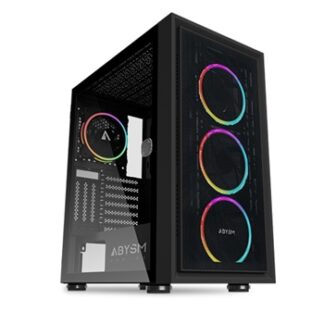 Abysm Gaming - Caja ATX Danube Kamp Negra - 2 x USB 2.0 - 1 x USB 3.0 - 2 x 3.5" + 3 x 2.5" int - VGA hasta 35cm - 3 x 120 mm ARGB + 1 x 120 mm ARGB - 2 x 120 mm opcional - Antipolvo