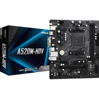 Placa base AM4 microATX ASRock A520M-HDV - 2xDDR4 (hasta 64 GB 4600Mhz OC) - 4xSATA - 1xM.2 PCIe Gen3 - USB 2.0 (2/4) - USB 3.2 (4/2) - HDMI - VGA - DVI-D